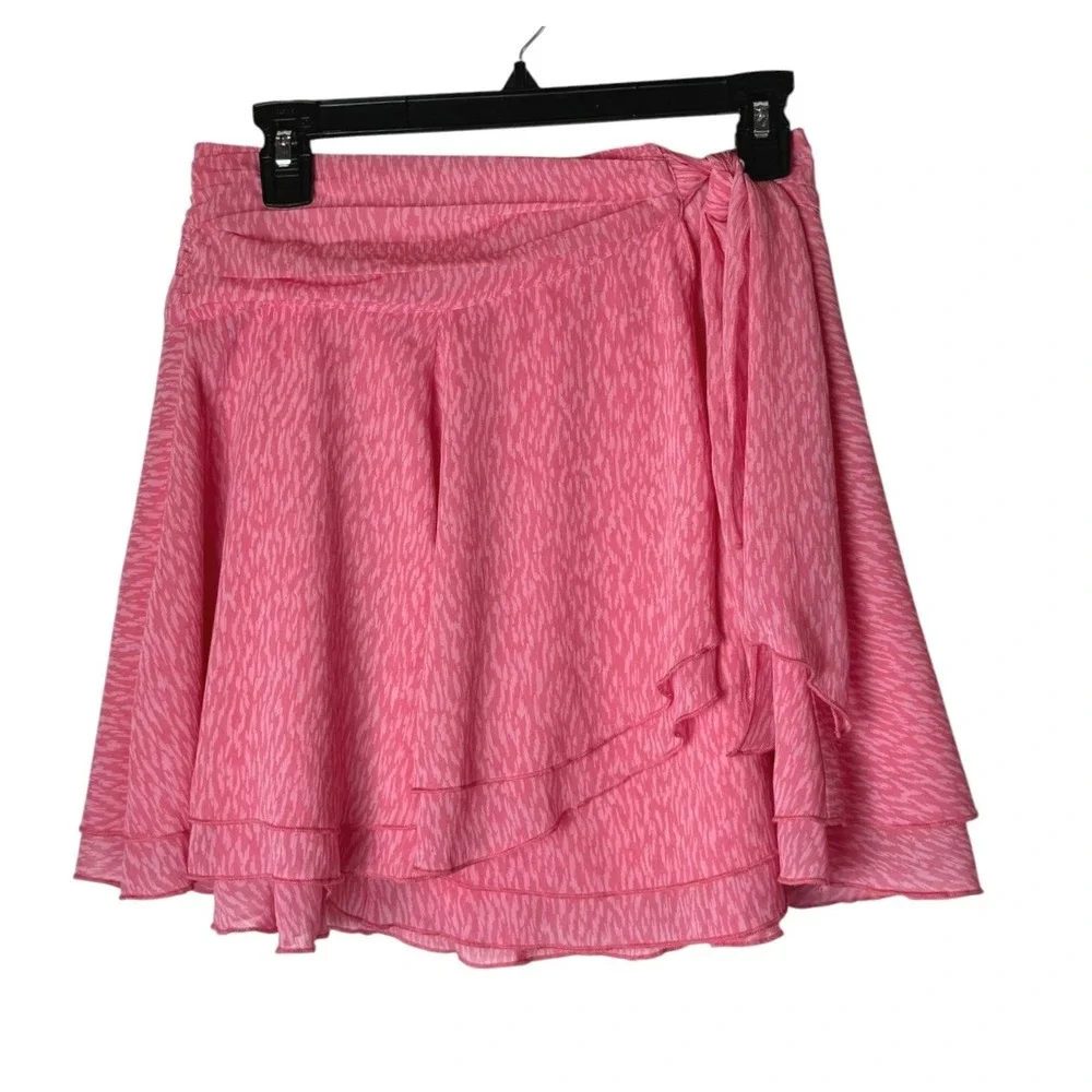 Aerie Chiffon Wrap Skirt Women Medium Pink Clay NWT Layered Ruffle Coquette AE